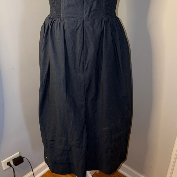 Anthropologie 100% Cotton Navy High-Low Dress with White Eyelet Trim - Picture 8 of 12
